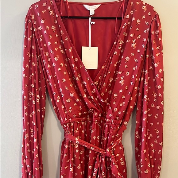 LC Lauren Conrad Dresses & Skirts - LC Lauren Conrad Red Wrap Sundress with Bishop Sleeves